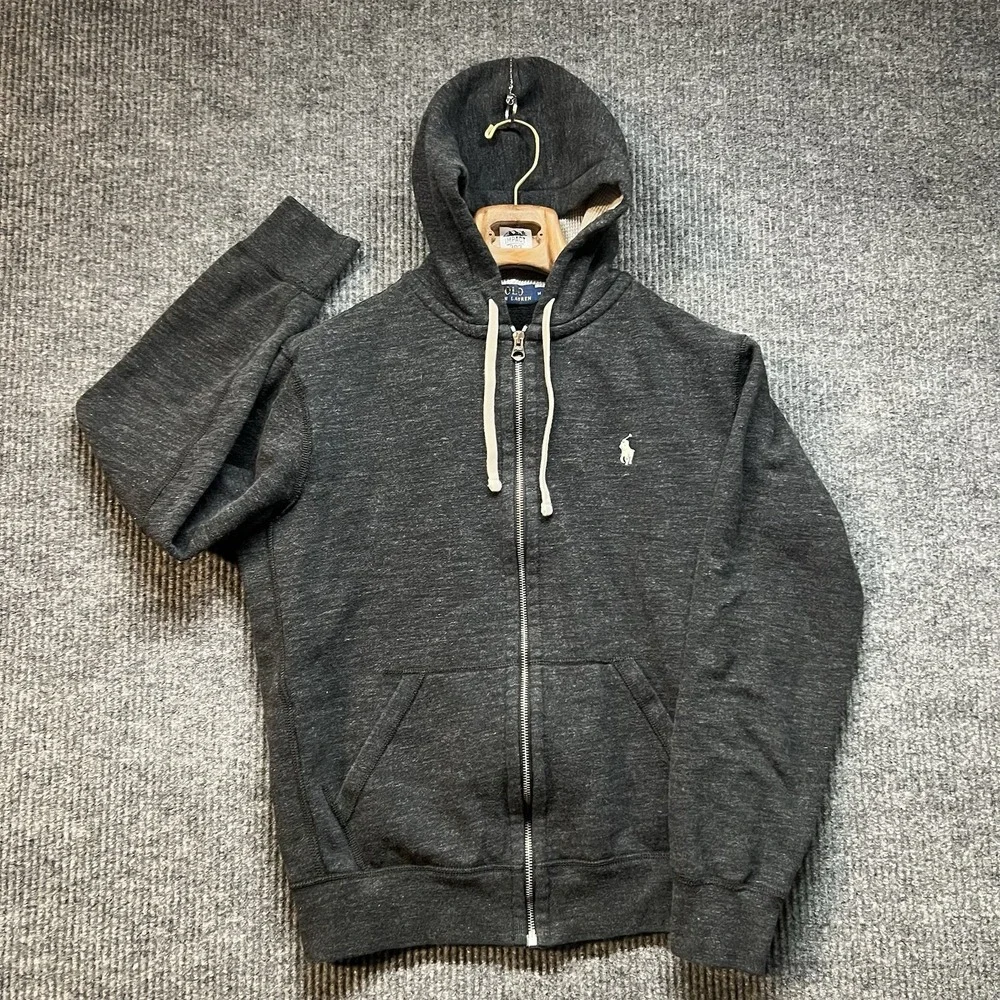 Polo Ralph Lauren Fleece Lined Full Zip Waffle Hoodie Men's‎ Size Medium Gray